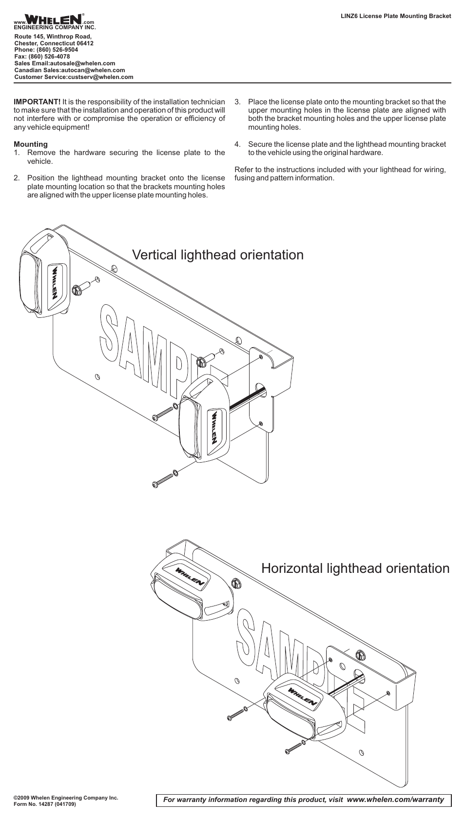 Whelen RBKT6 User Manual | 1 page