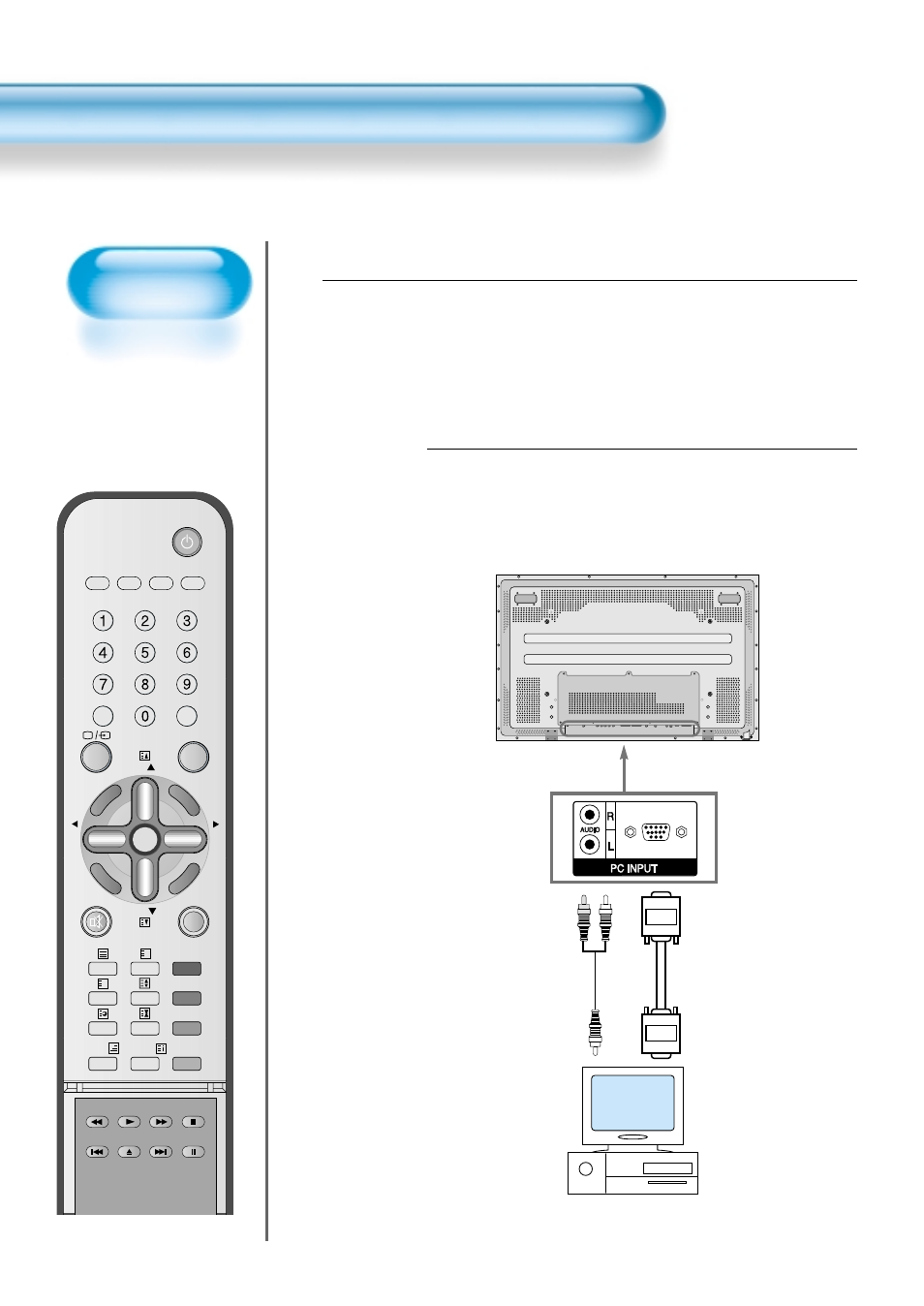 Connecting pc(15pin d-sub), Connect the pc to the pdp, Connecting pc | 15 pin d-sub audio | Daewoo DT- 4280NH User Manual | Page 37 / 72
