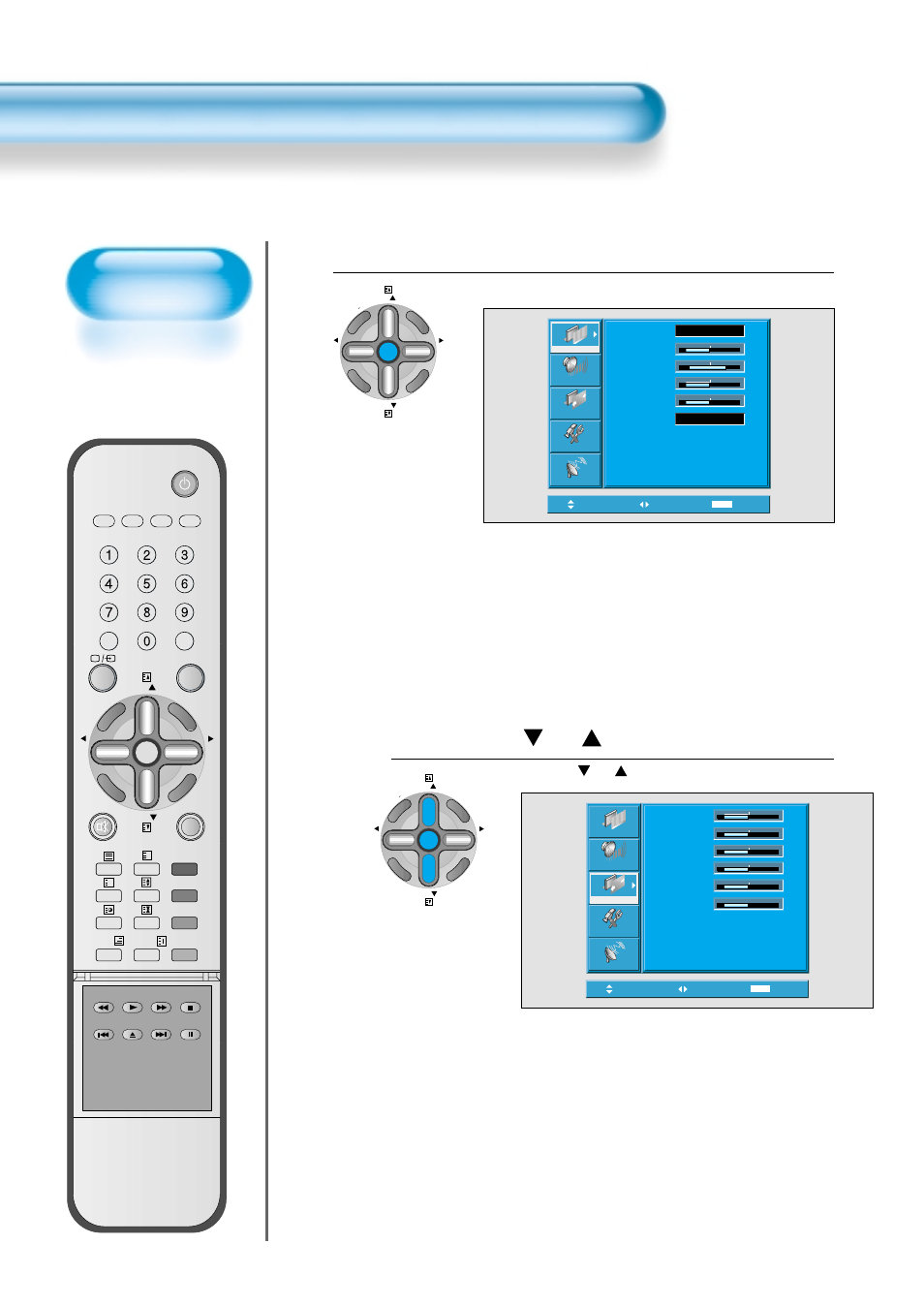Adjusting screen size (pc, dvi), Press the menu button, Press the “ pr ” button | Adjusting screen position and size, The menu screen as shown below will appear, Press the, Buttons to select ‘screen | Daewoo DT- 4280NH User Manual | Page 47 / 72