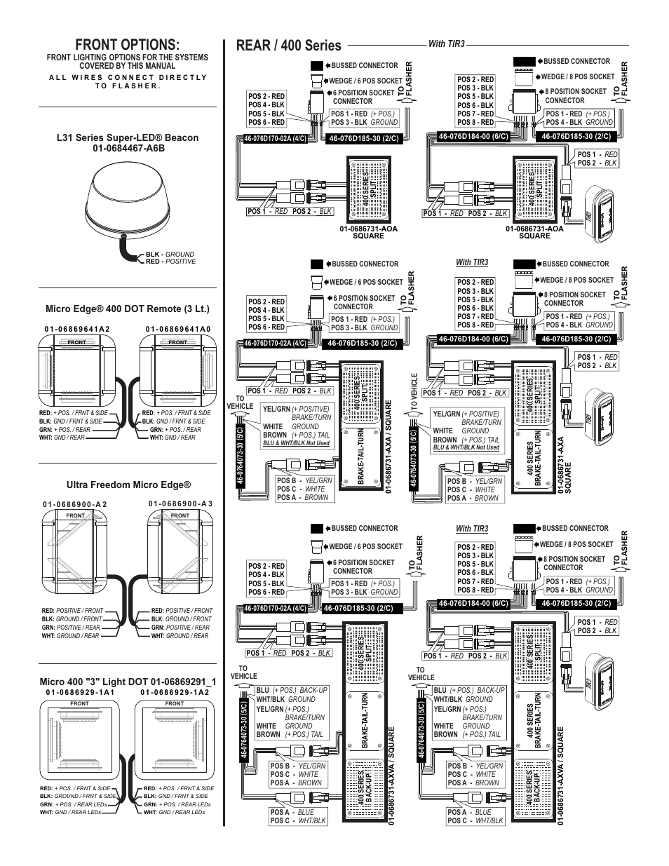 Rear / 400 series front options, Page 3, Ultra freedom micro edge | With tir3 | Whelen DOT3401A User Manual | Page 3 / 5