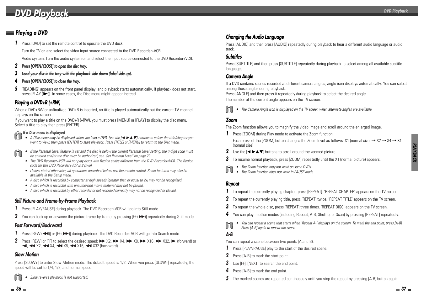 Dvd playback | Daewoo DF-8100 User Manual | Page 20 / 35