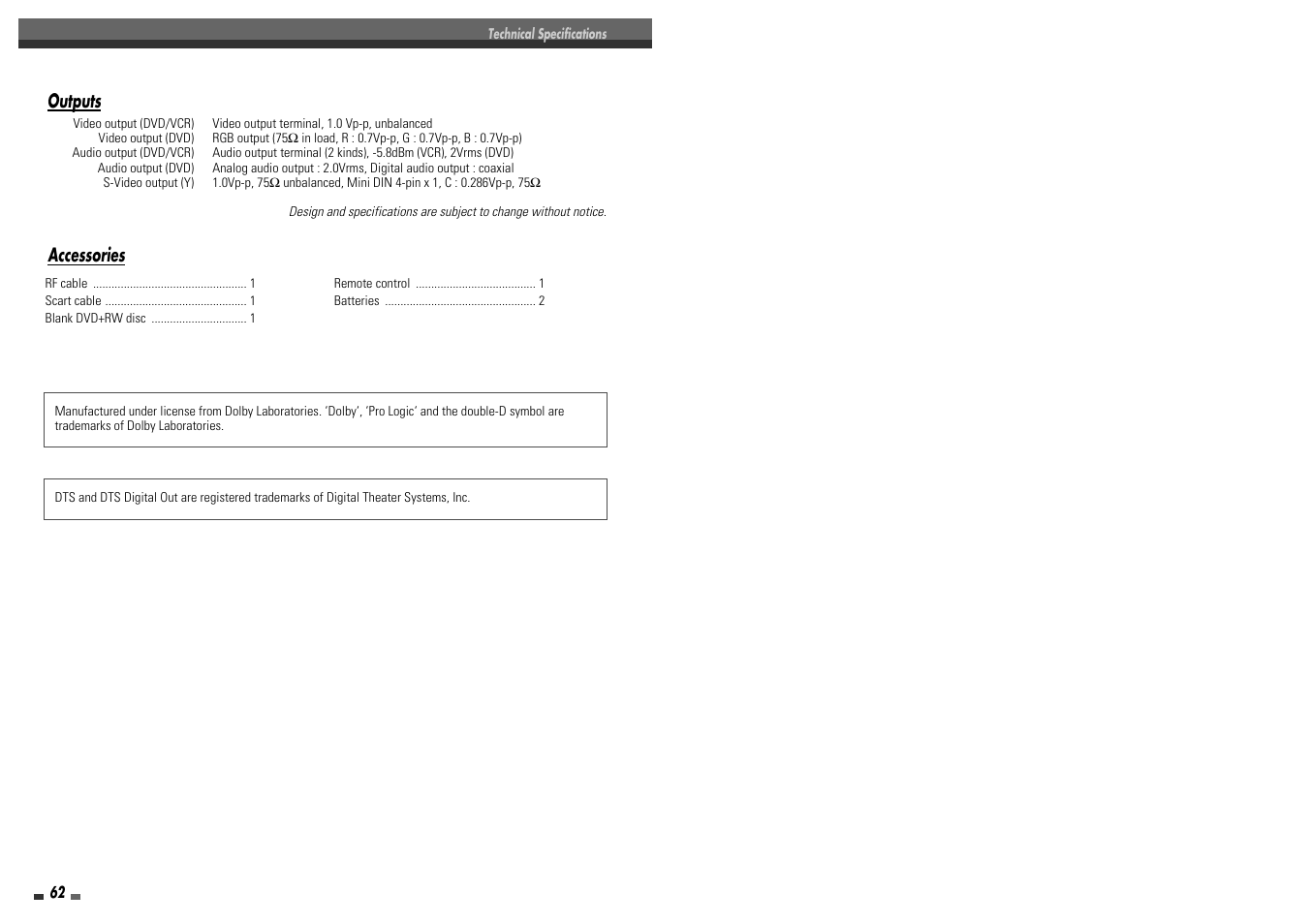 Accessories outputs | Daewoo DF-8100 User Manual | Page 33 / 35