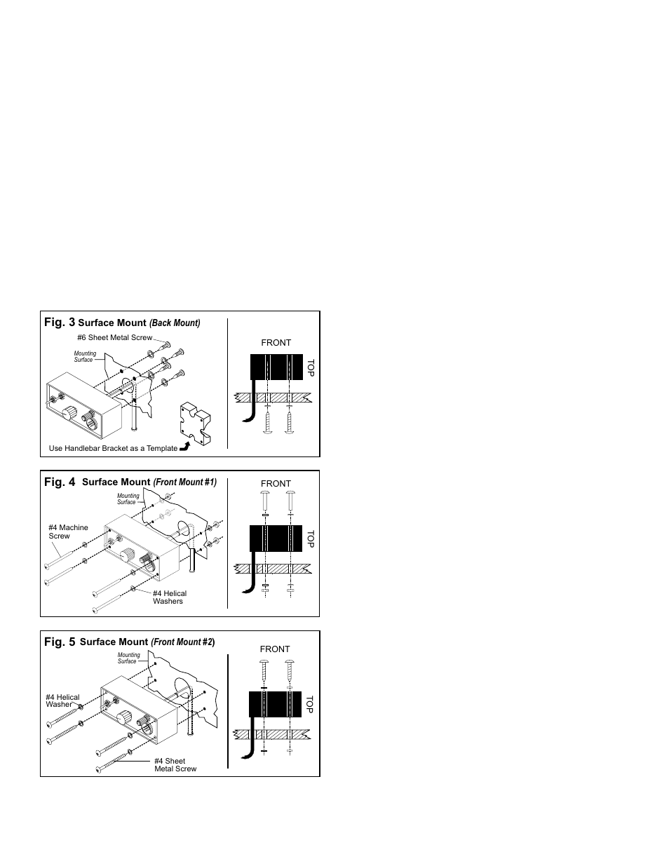 Fig. 5, Fig. 4, Fig. 3 | Surface mount / front mount: (figs. 4 or 5), Wpa2, Surface mount / back mount: (fig. 3) | Whelen WPA1 User Manual | Page 4 / 6