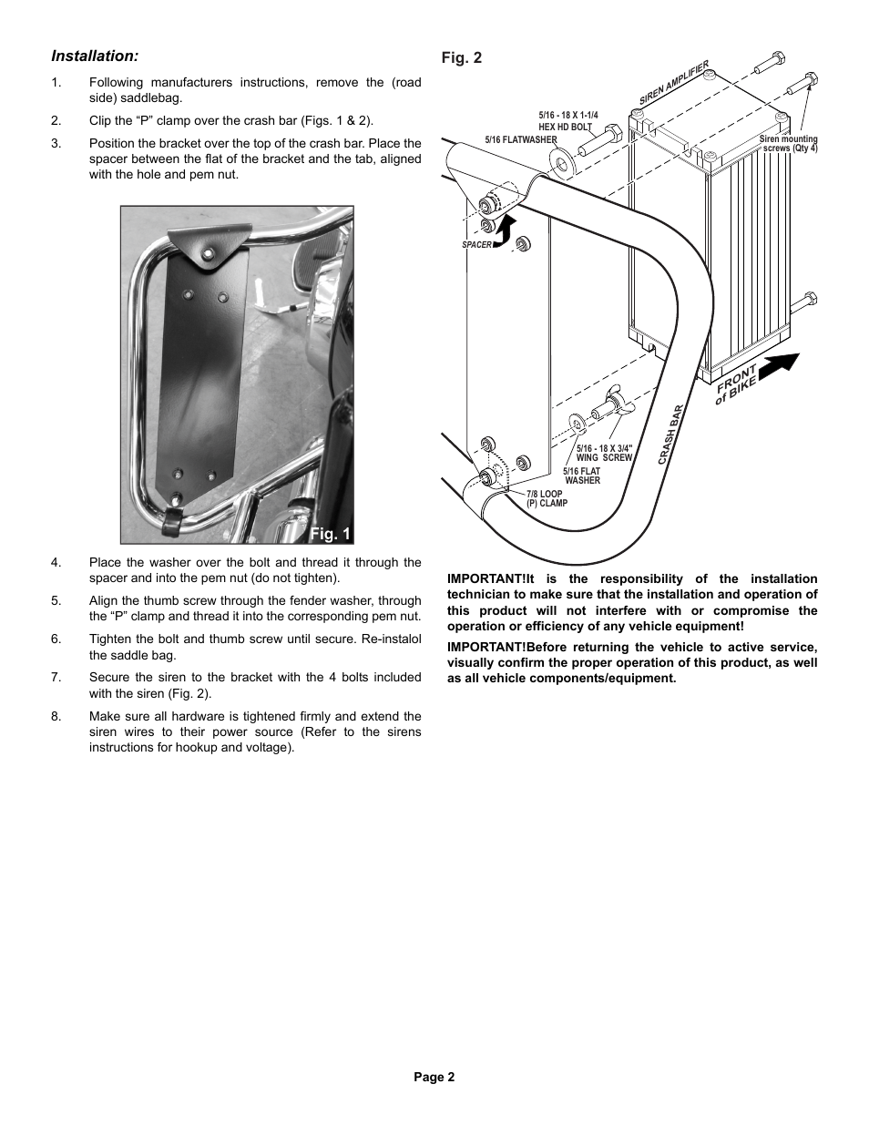 Installation, Fig. 2 | Whelen WS321B14 User Manual | Page 2 / 2