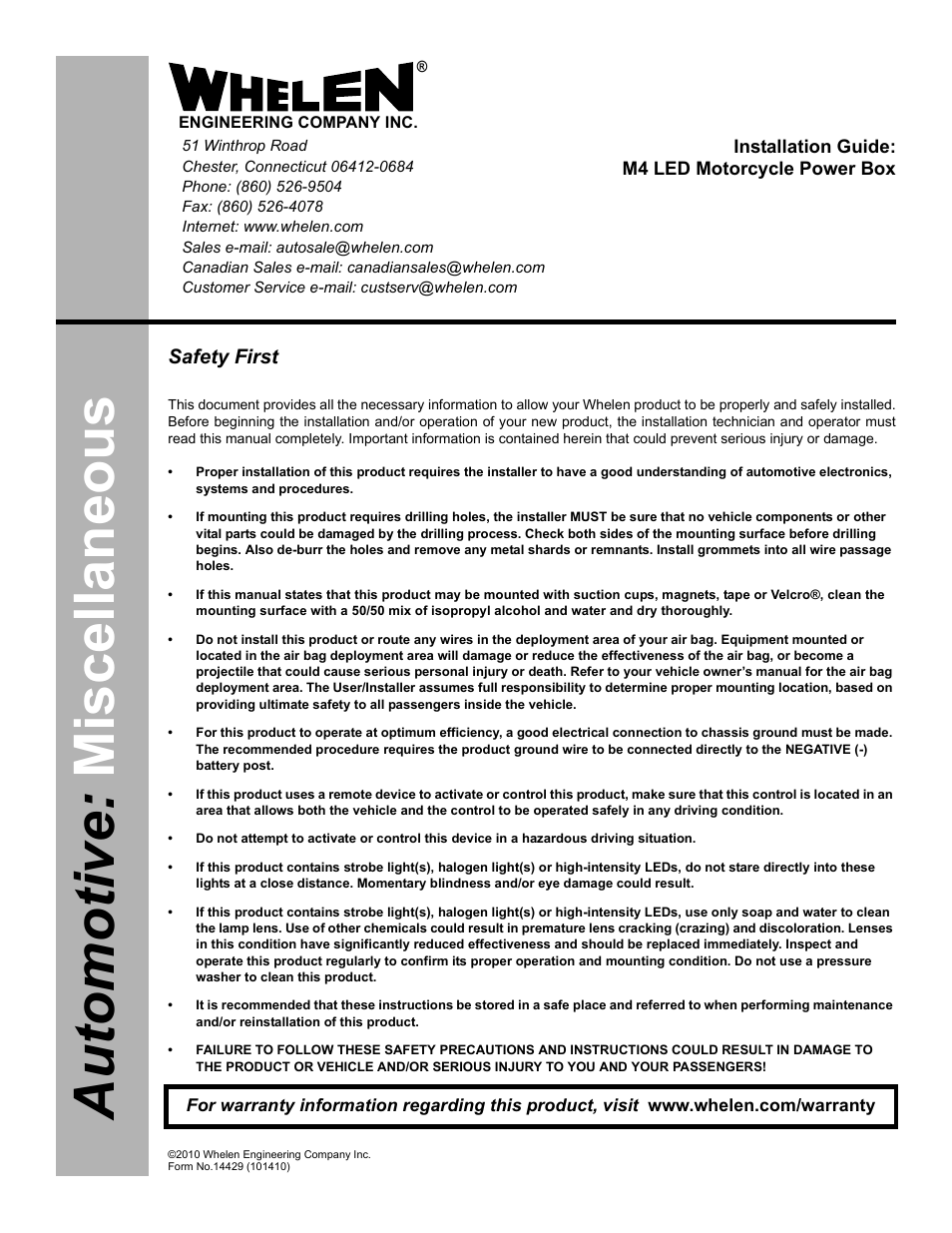 Whelen M4B6R User Manual | 3 pages