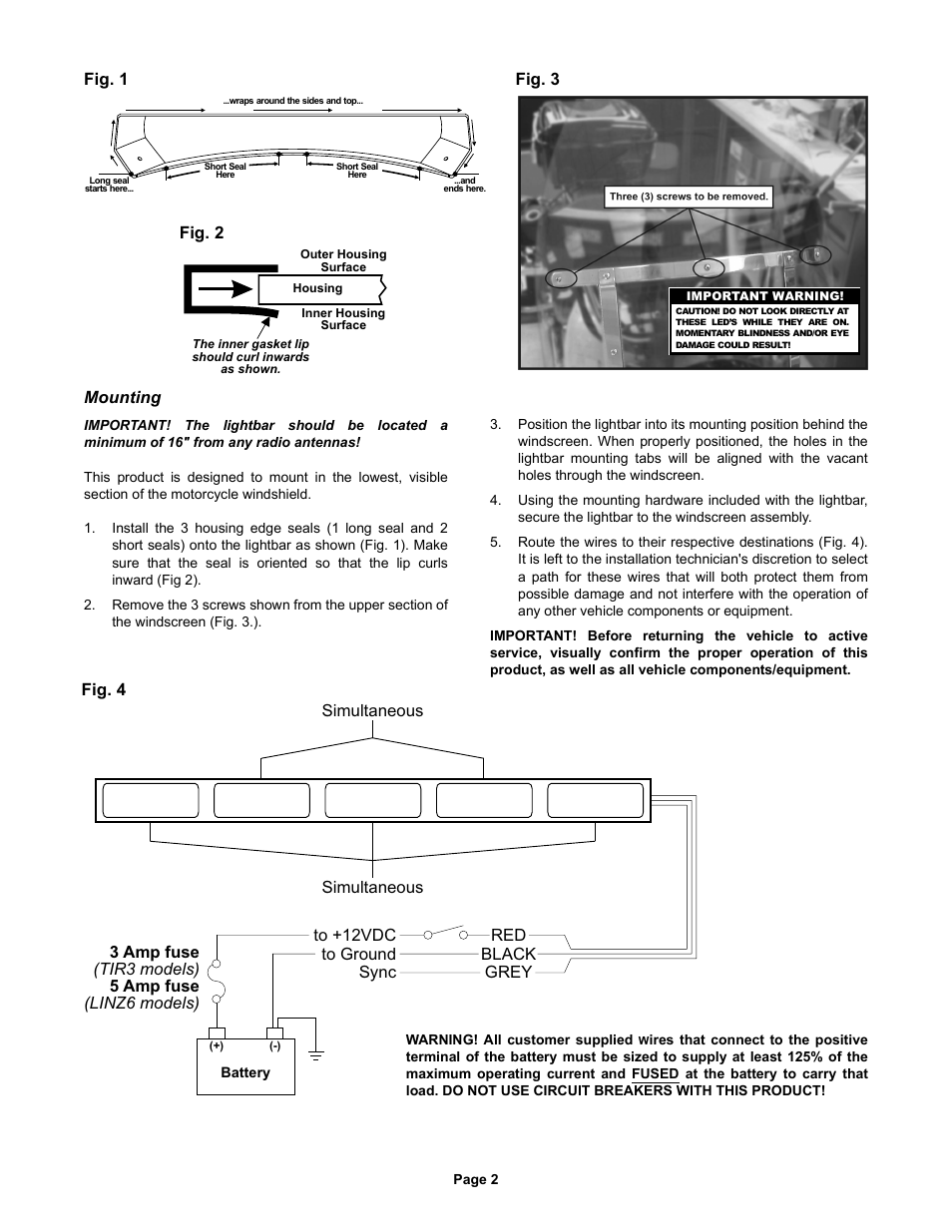 Mounting, Fig. 1 fig. 4 fig. 3 fig. 2 | Whelen M05ZB User Manual | Page 2 / 2