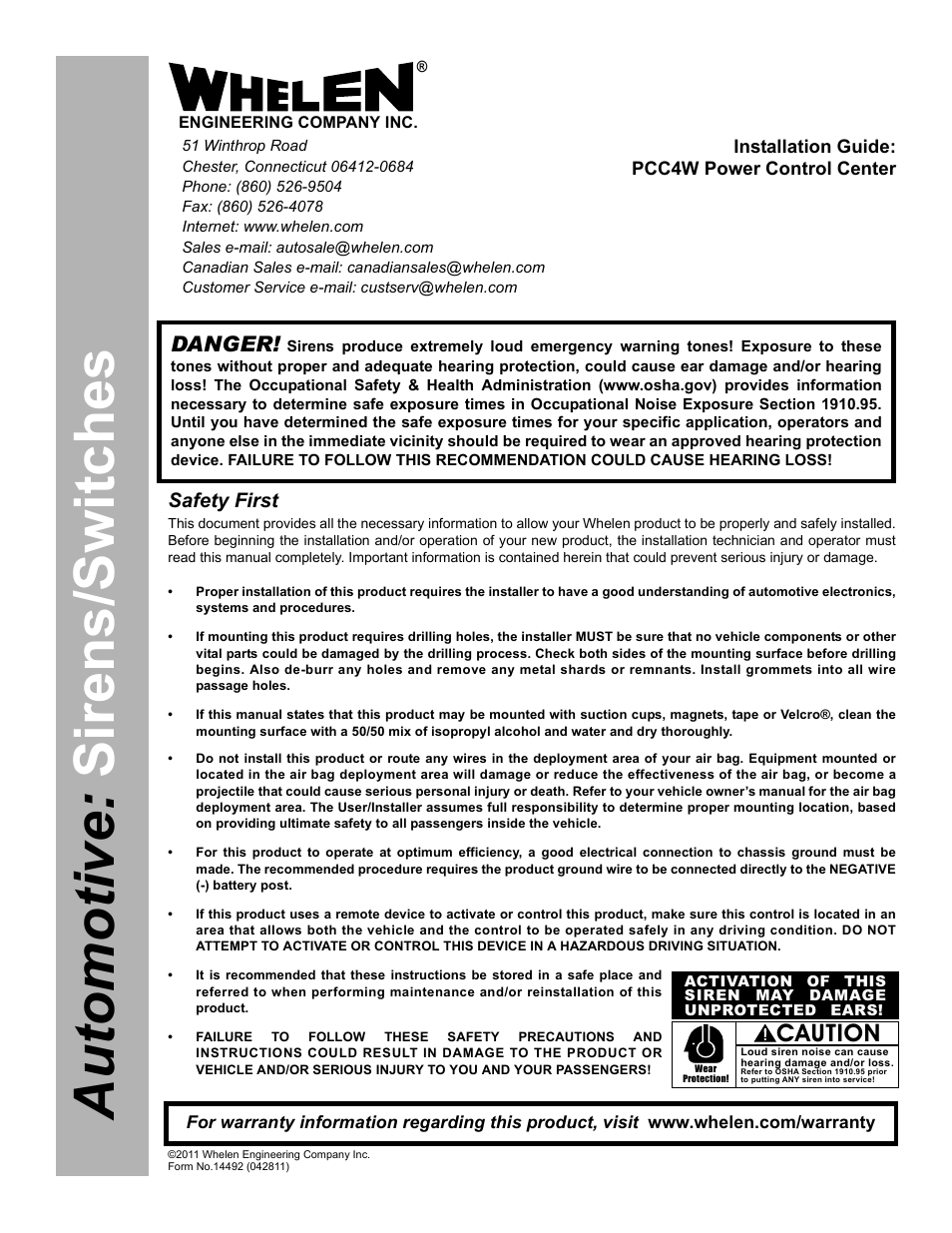 Whelen PCC4W User Manual | 2 pages