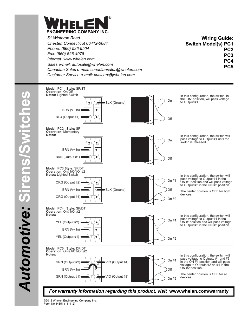 Whelen PC1 User Manual | 1 page