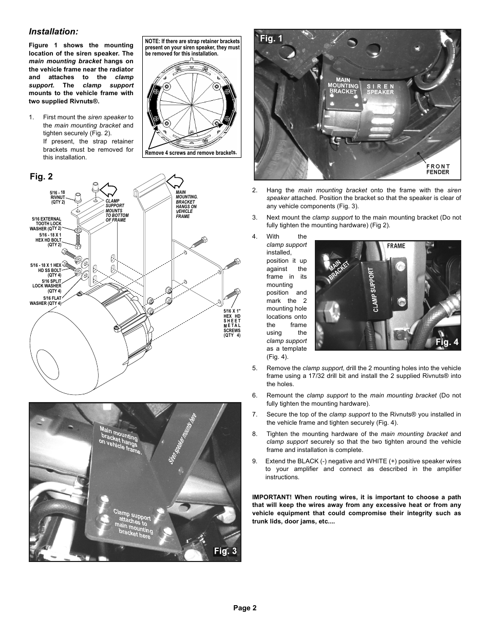 Fig. 2, Installation, Page 2 | Whelen HWLCC11 User Manual | Page 2 / 2