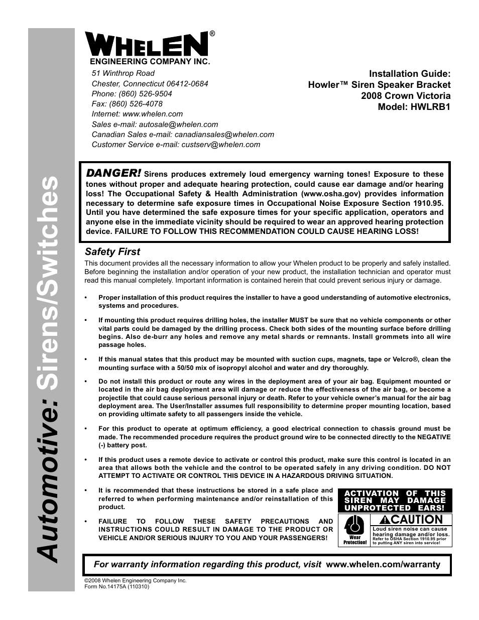 Whelen HWLCC11 User Manual | 2 pages