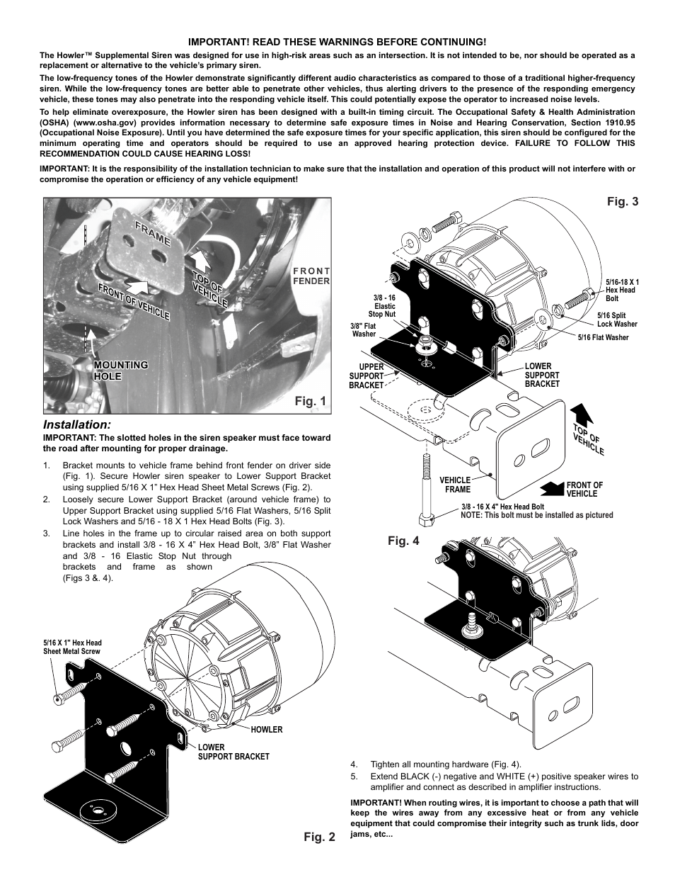 Fig. 2, Installation, Fig. 4 | Fig. 3 | Whelen HWLFT11 User Manual | Page 2 / 2