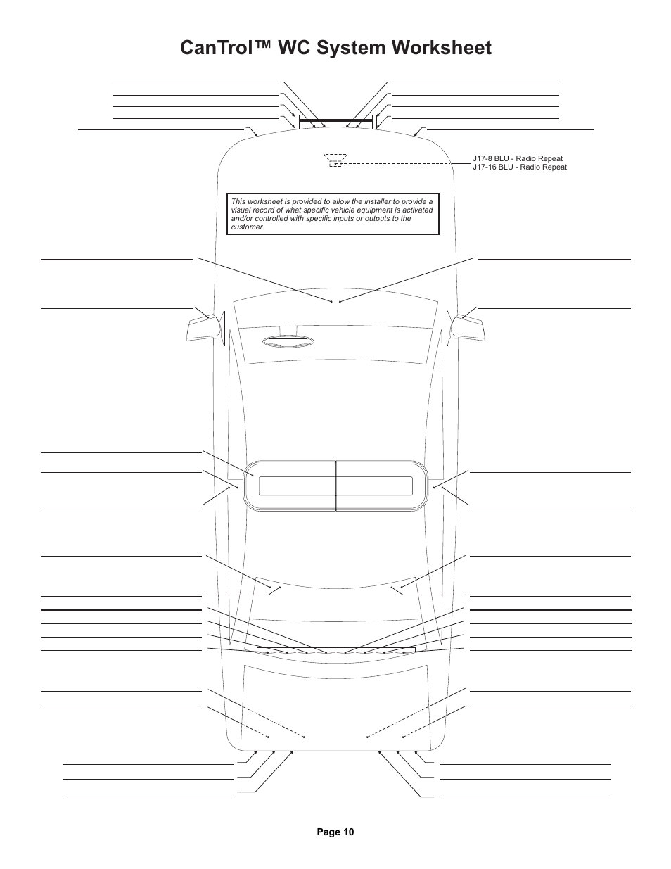 Cantrol™ wc system worksheet | Whelen CANWC1 User Manual | Page 10 / 13