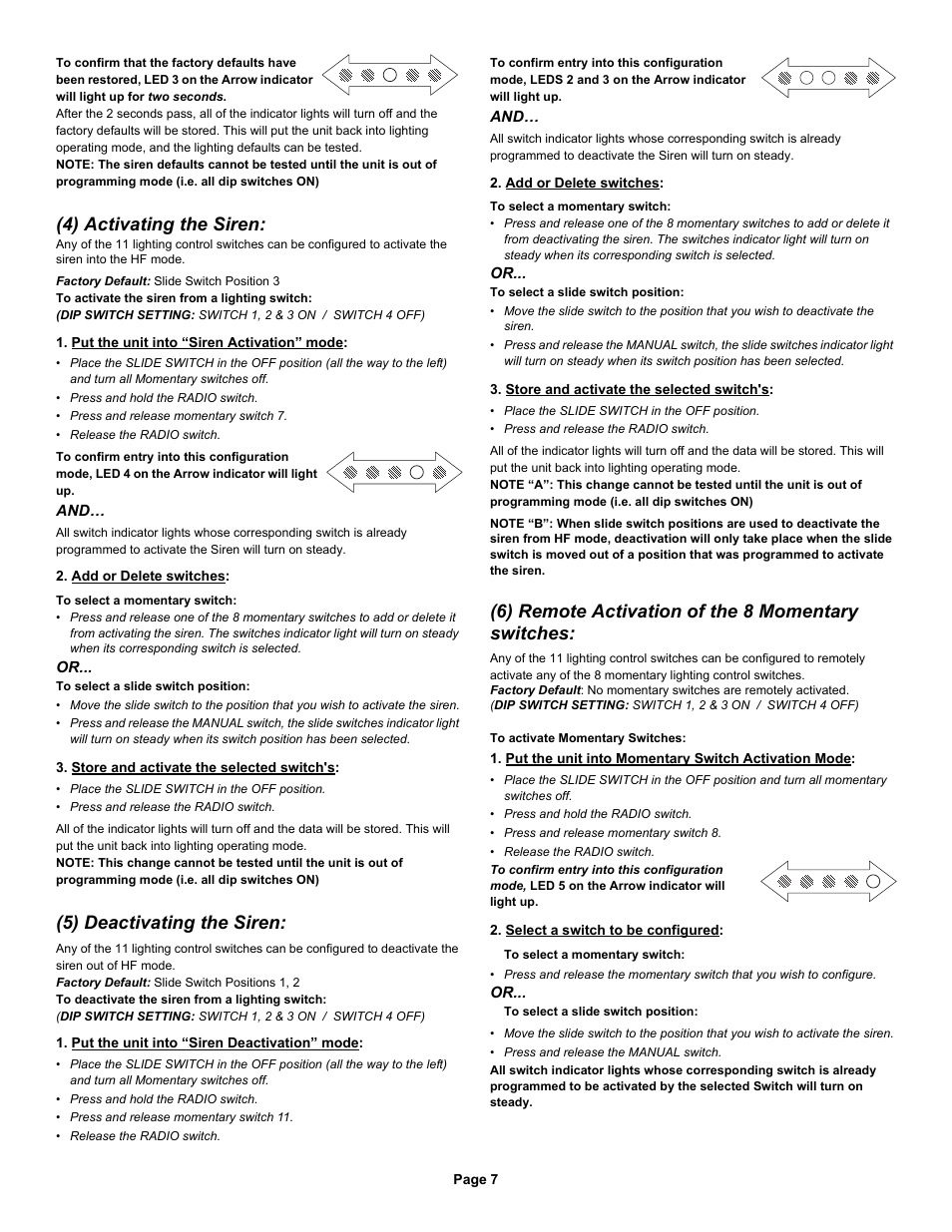 4) activating the siren, 5) deactivating the siren, 6) remote activation of the 8 momentary switches | Whelen 295SDA1 User Manual | Page 7 / 10