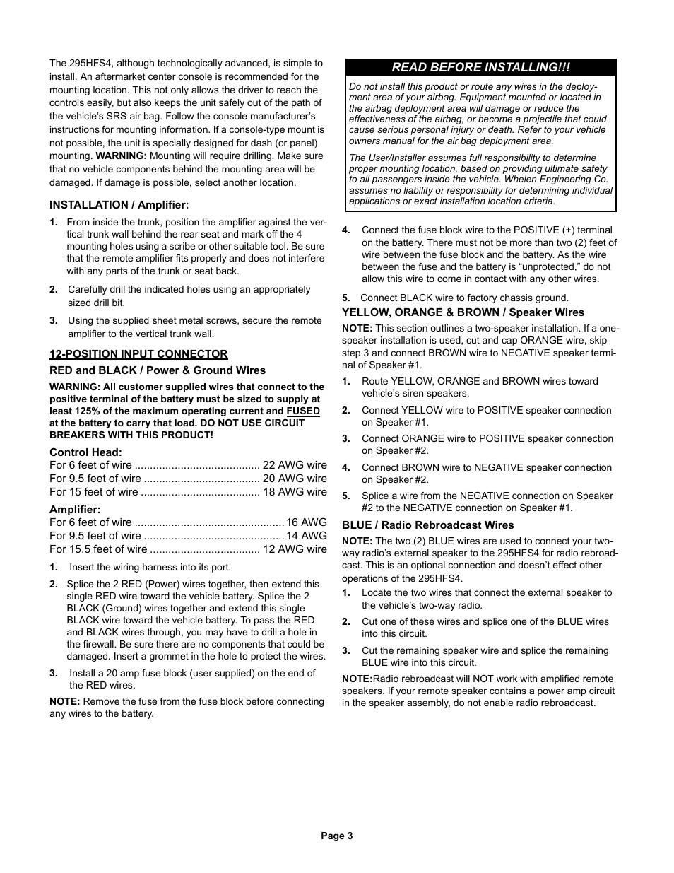 Whelen 295HFS4 User Manual | Page 3 / 7