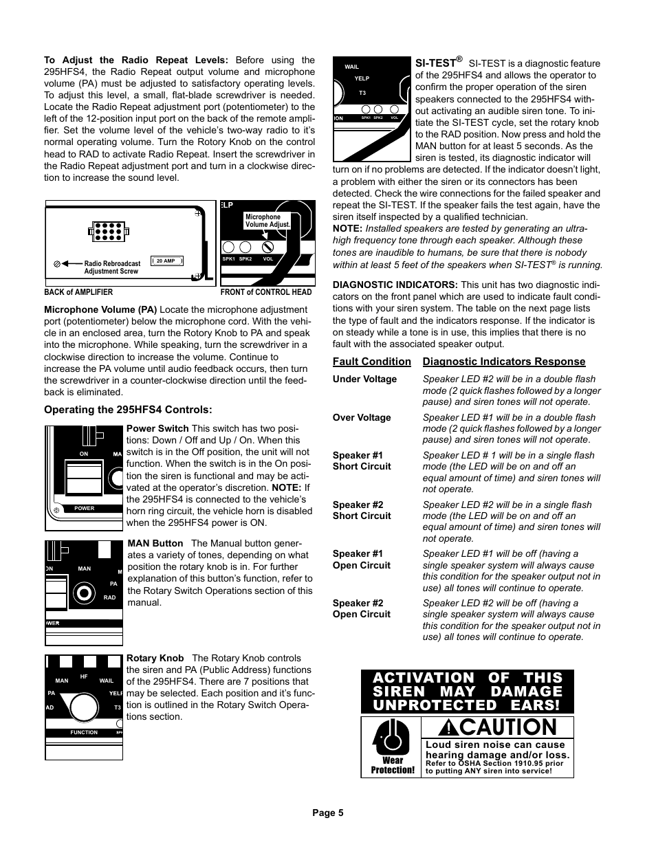 Caution | Whelen 295HFS4 User Manual | Page 5 / 7