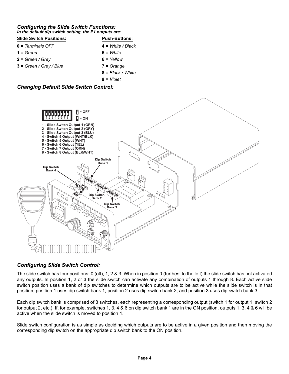 Configuring the slide switch functions | Whelen 295HFSA5 User Manual | Page 4 / 8