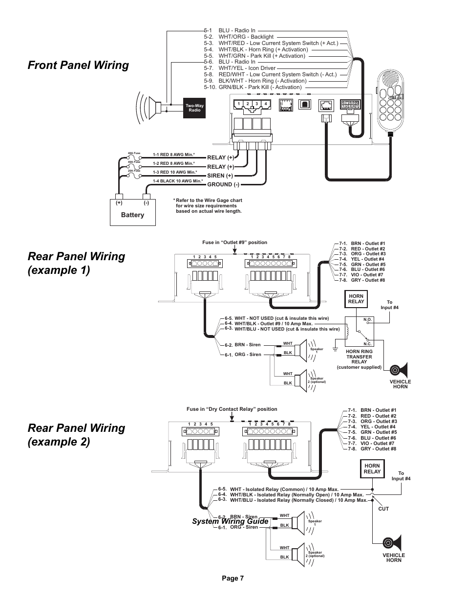 System wiring guide, Page 7, Battery | Whelen HHS2200 User Manual | Page 7 / 8