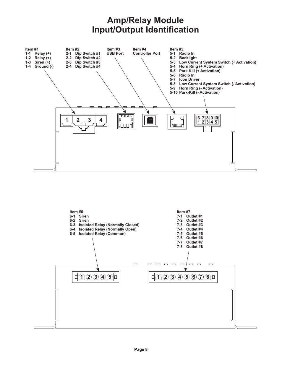 Amp/relay module input/output identification | Whelen HHS2200 User Manual | Page 8 / 8