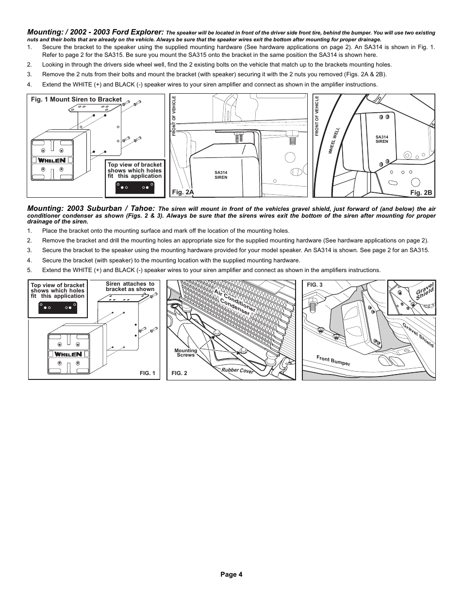 Mounting: 2003 suburban / tahoe | Whelen SABKT1 User Manual | Page 4 / 4