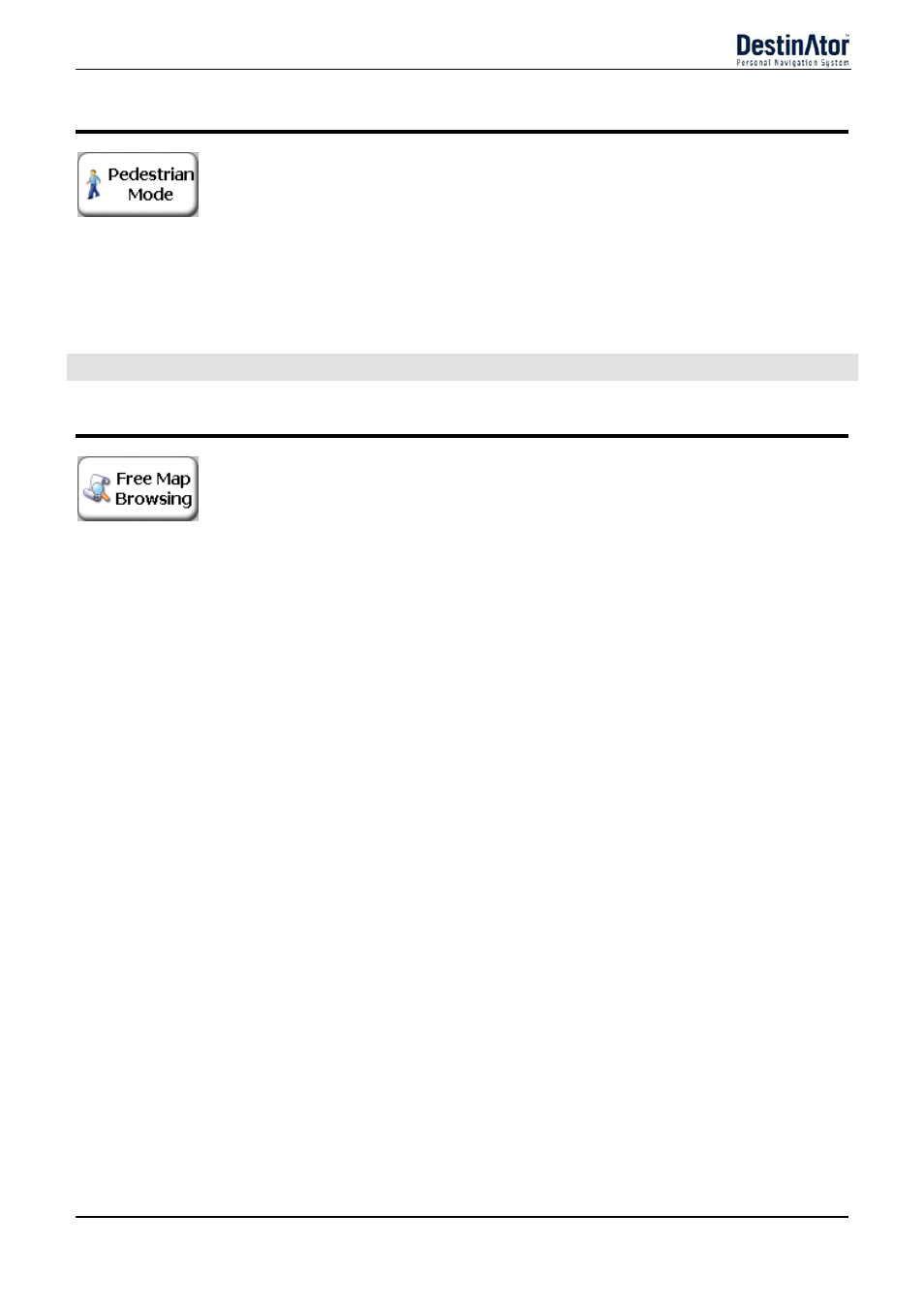 Pedestrian mode, Map browsing | Daewoo DPN-3500 User Manual | Page 44 / 62