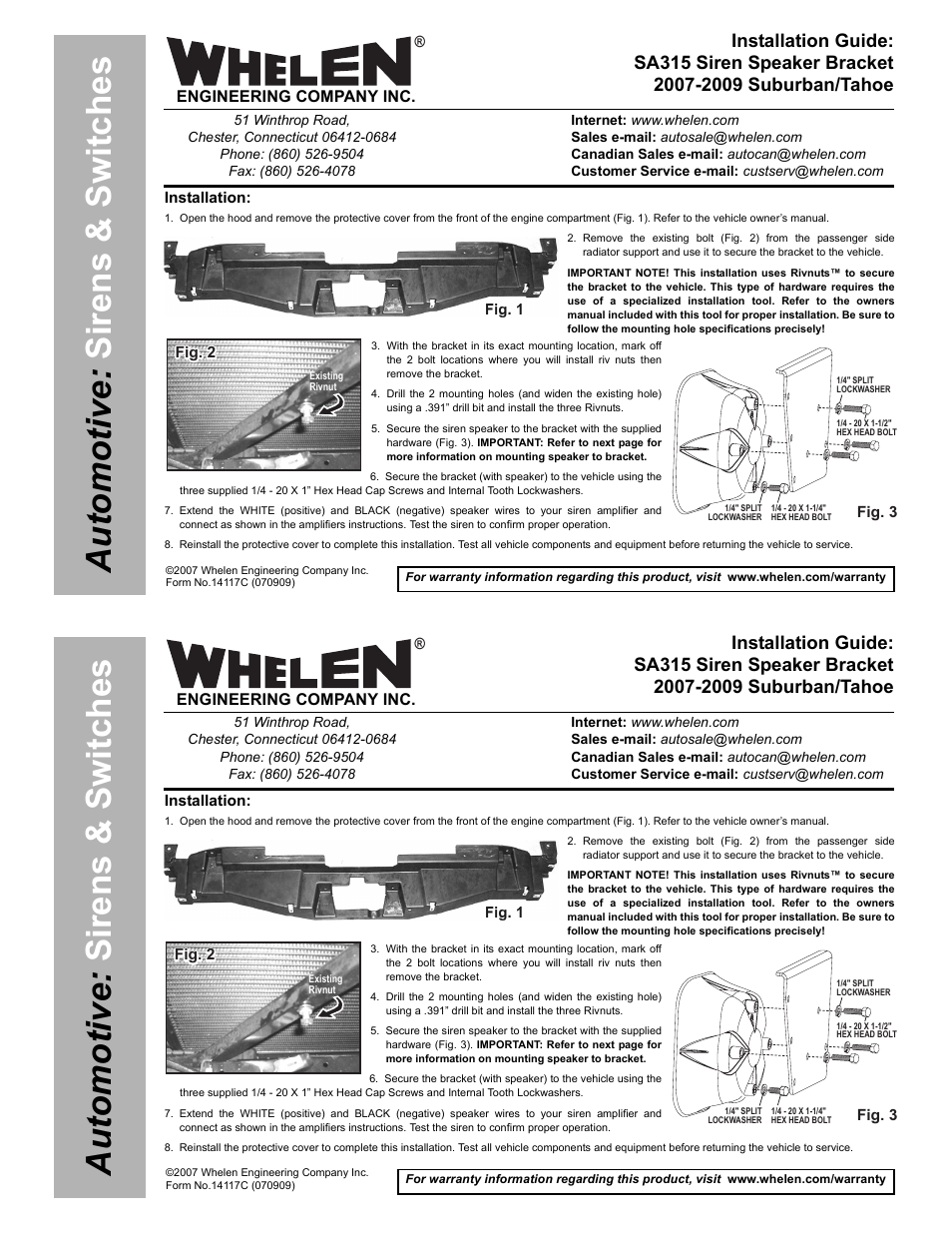 Whelen SAK24 User Manual | 2 pages