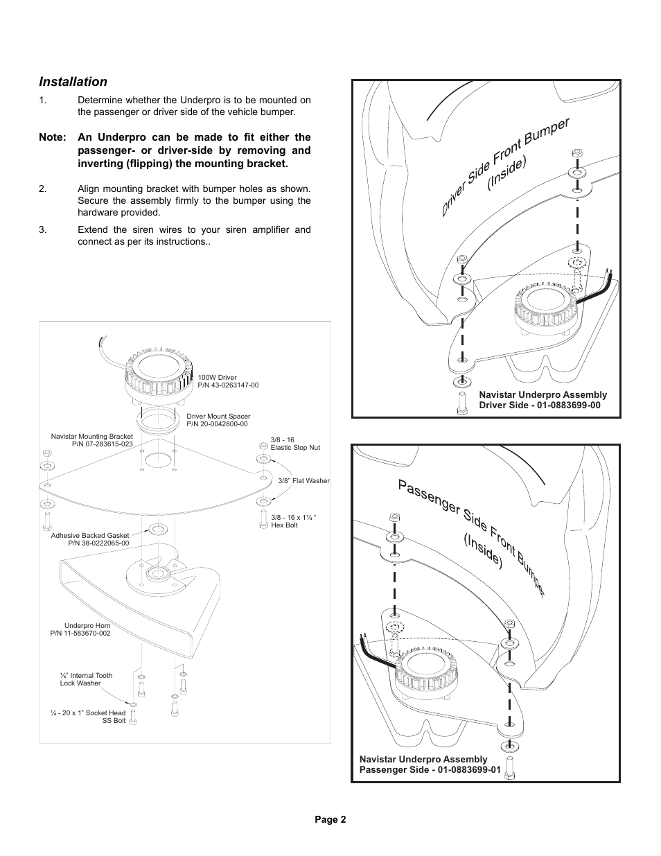 Installation | Whelen SA31I01P User Manual | Page 2 / 2