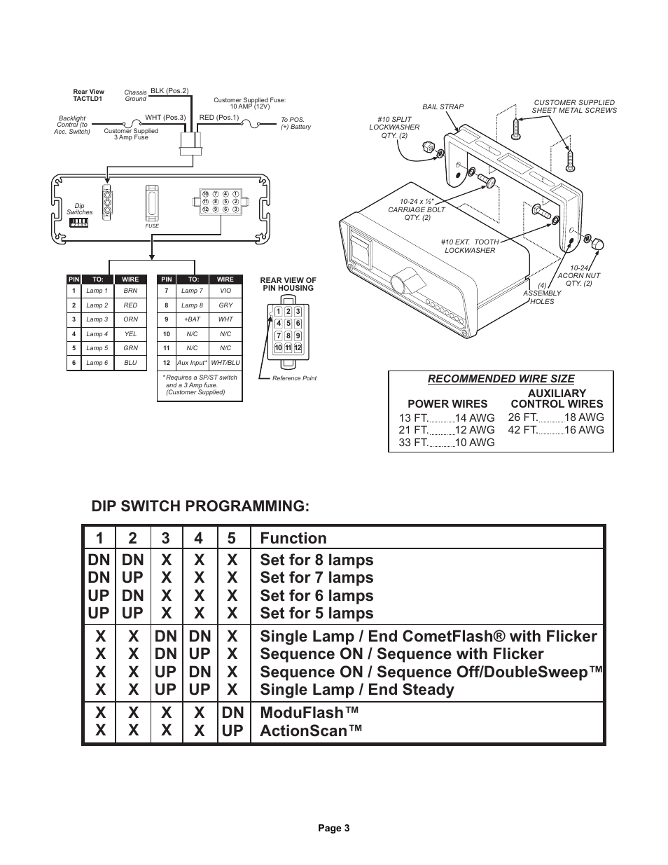 Dip switch programming | Whelen TAM63 User Manual | Page 3 / 3