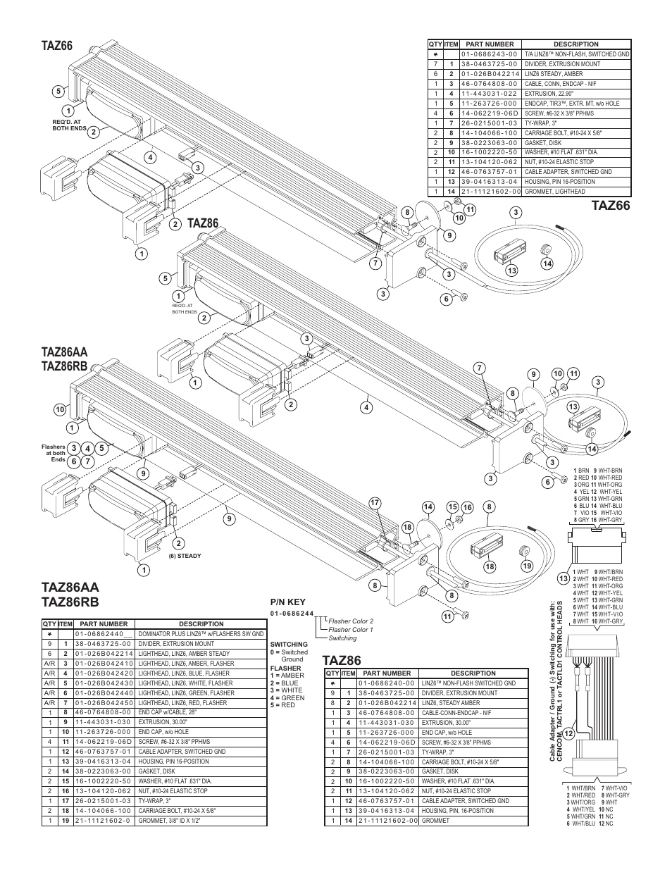 Taz66, Taz86aa taz86rb, Page 3 | Whelen TAZ66 User Manual | Page 3 / 3