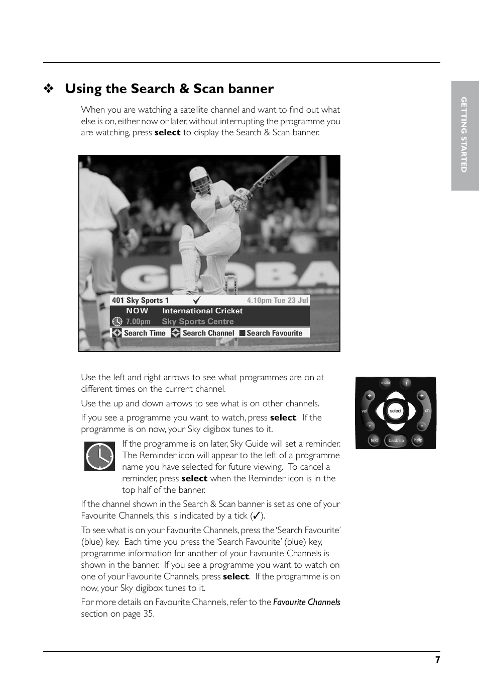 Using the search & scan banner | Daewoo Sky digibox User Manual | Page 11 / 65