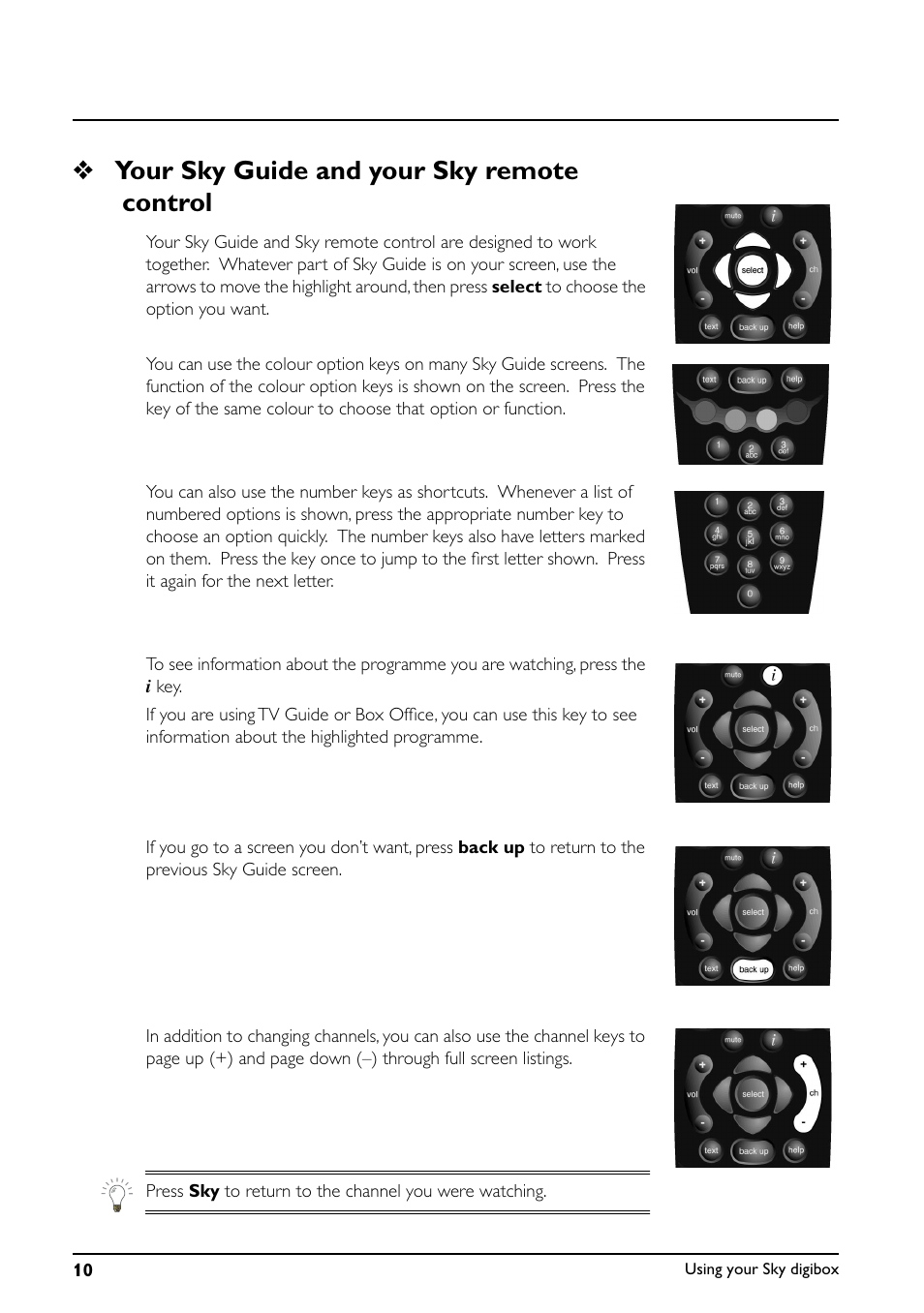 Your sky guide and your sky remote control | Daewoo Sky digibox User Manual | Page 14 / 65