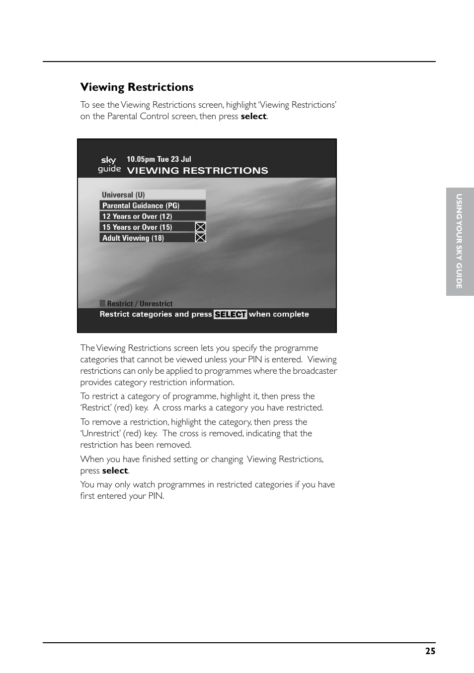 Viewing restrictions | Daewoo Sky digibox User Manual | Page 29 / 65