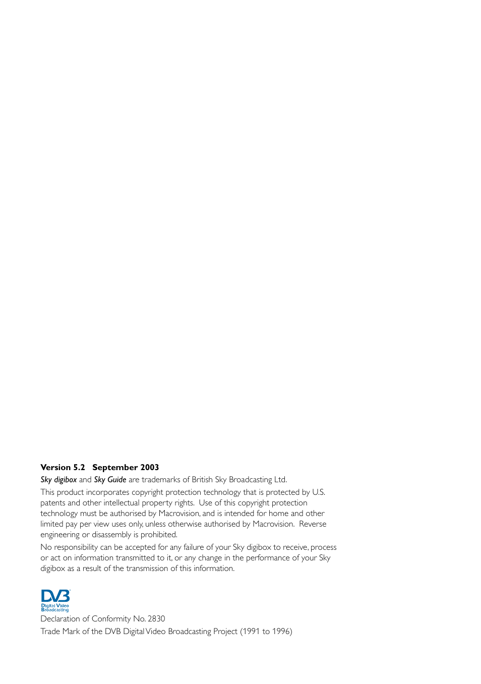 Copyright notices etc | Daewoo Sky digibox User Manual | Page 3 / 65