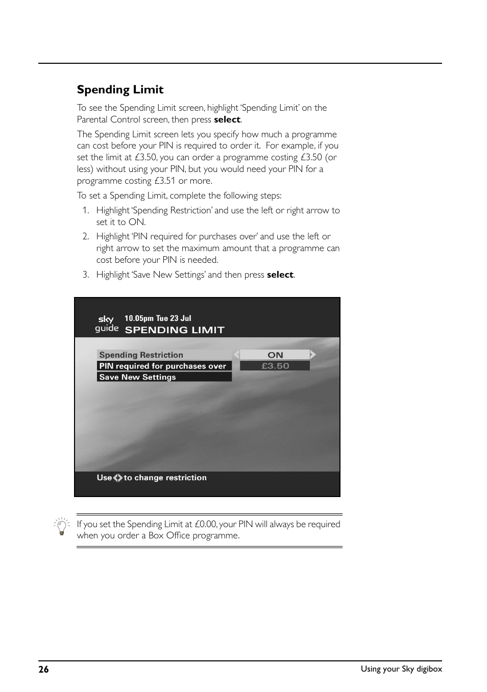 Spending limit | Daewoo Sky digibox User Manual | Page 30 / 65