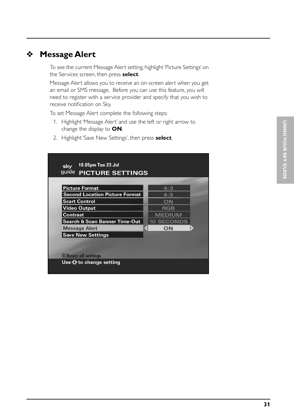 Message alert | Daewoo Sky digibox User Manual | Page 35 / 65