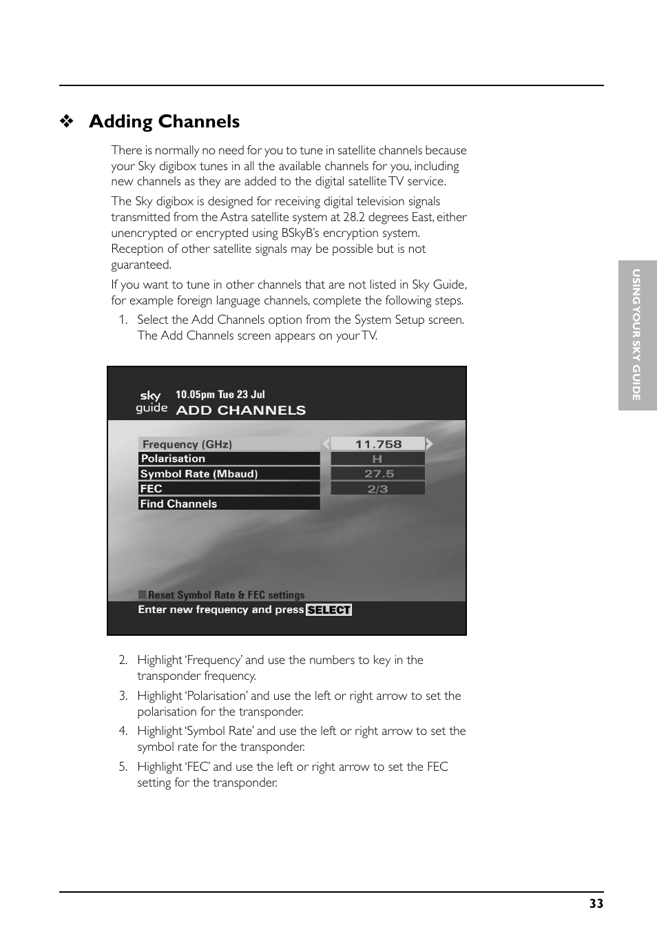 Adding channels | Daewoo Sky digibox User Manual | Page 37 / 65