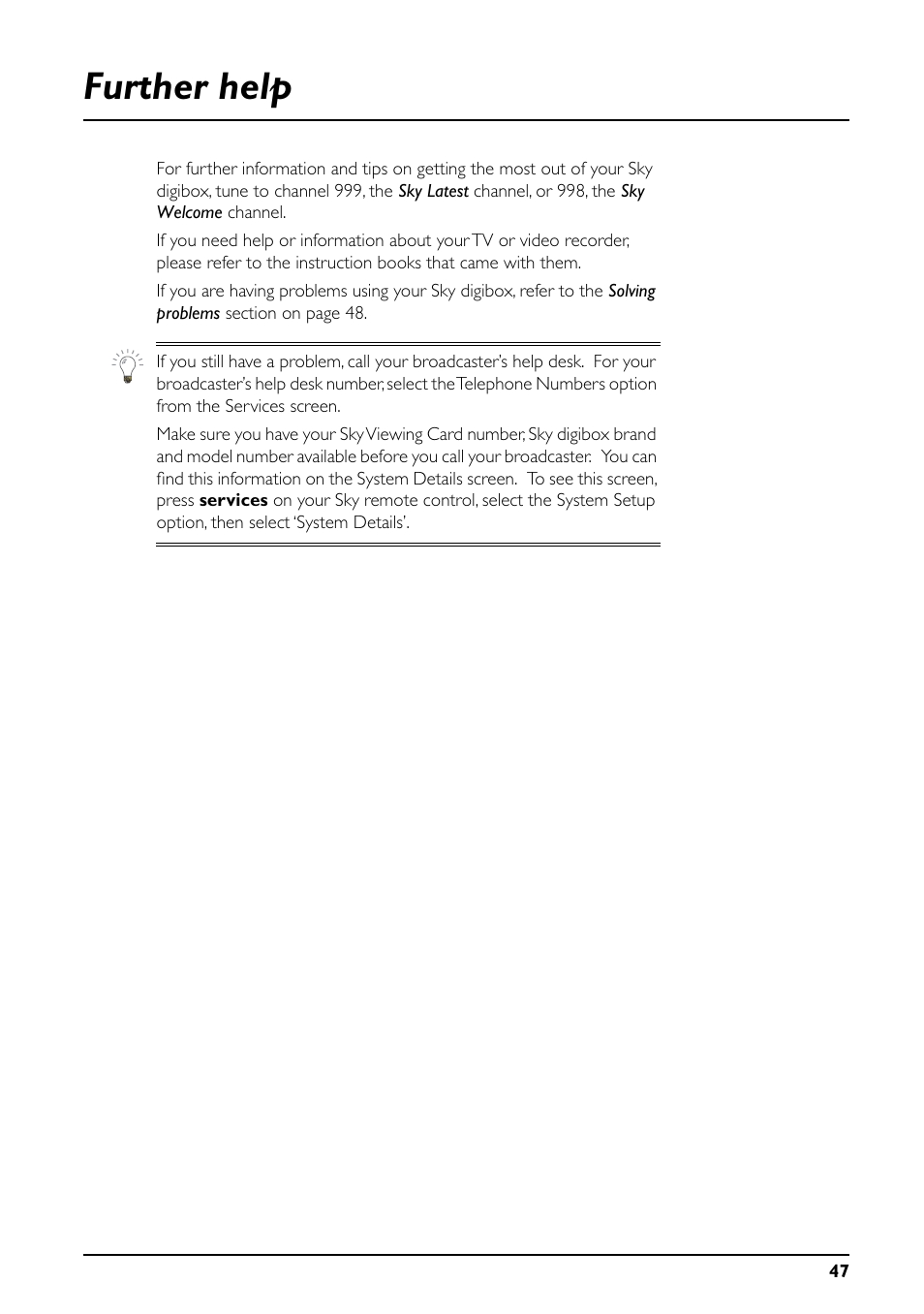 Further help | Daewoo Sky digibox User Manual | Page 51 / 65