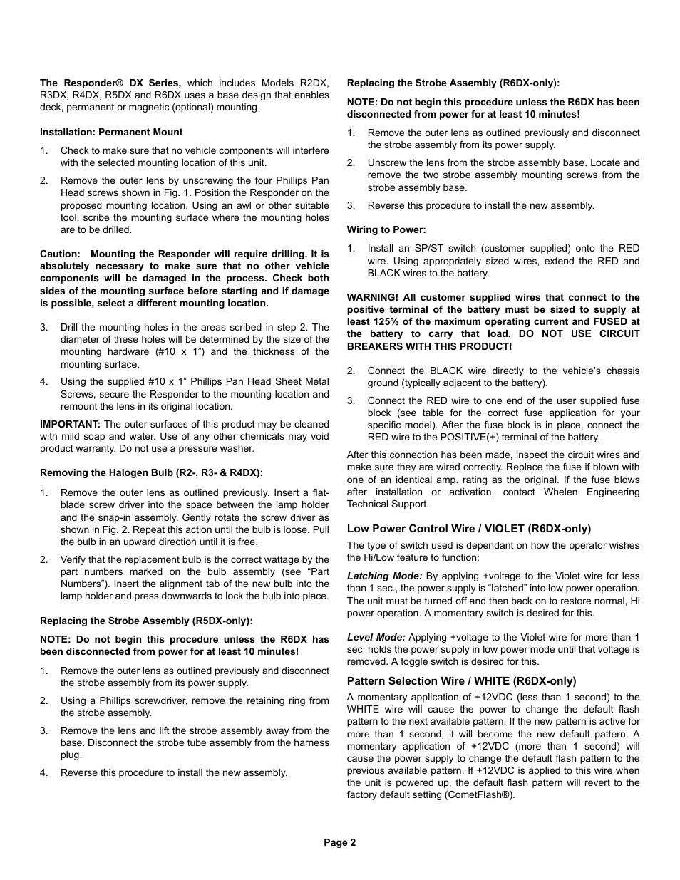 Whelen R6DXPA User Manual | Page 2 / 3