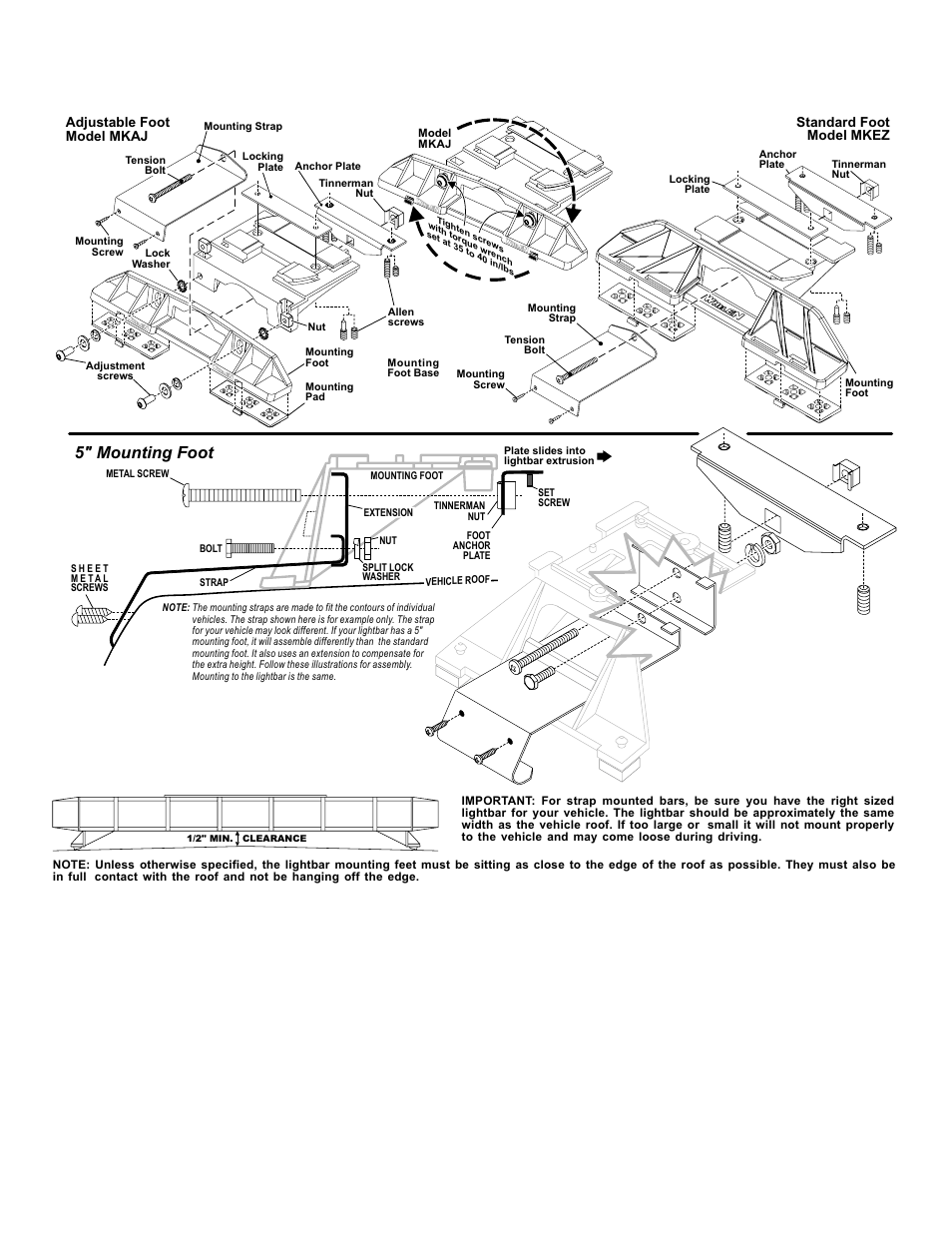 5" mounting foot, Page 3 | Whelen C200A00E User Manual | Page 3 / 4