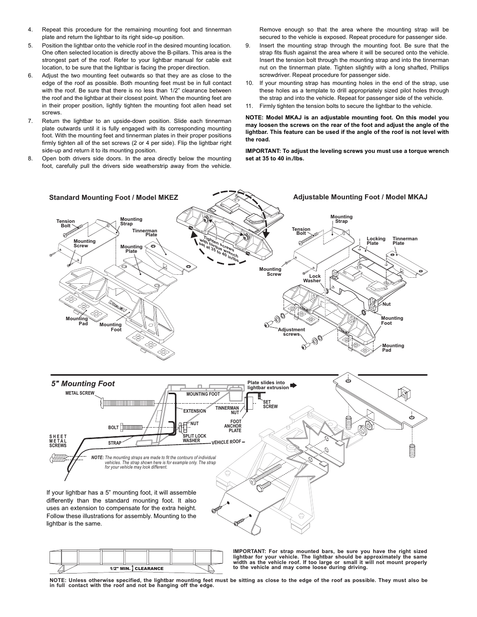 5" mounting foot, Page 3 | Whelen FN55VLED User Manual | Page 3 / 6