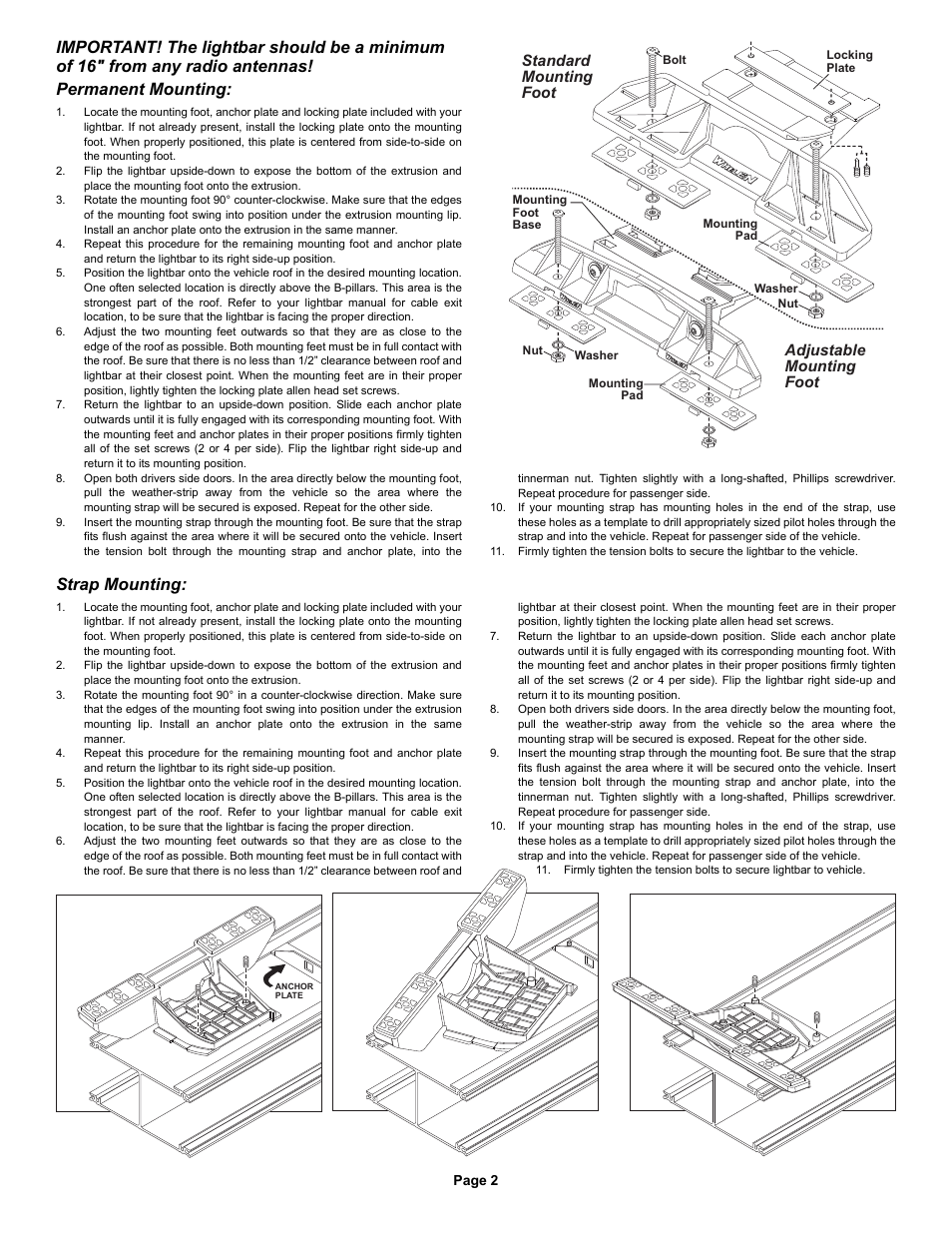 Strap mounting | Whelen SLN2VLED User Manual | Page 2 / 9