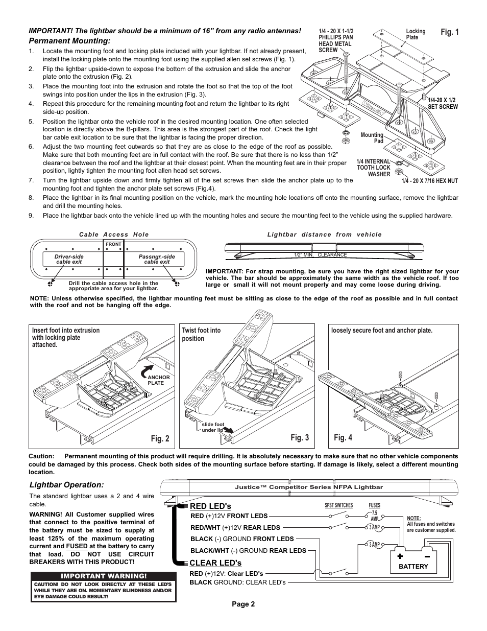 Fig. 1, Fig. 2 fig. 3 fig. 4 | Whelen JE2NFPA User Manual | Page 2 / 3