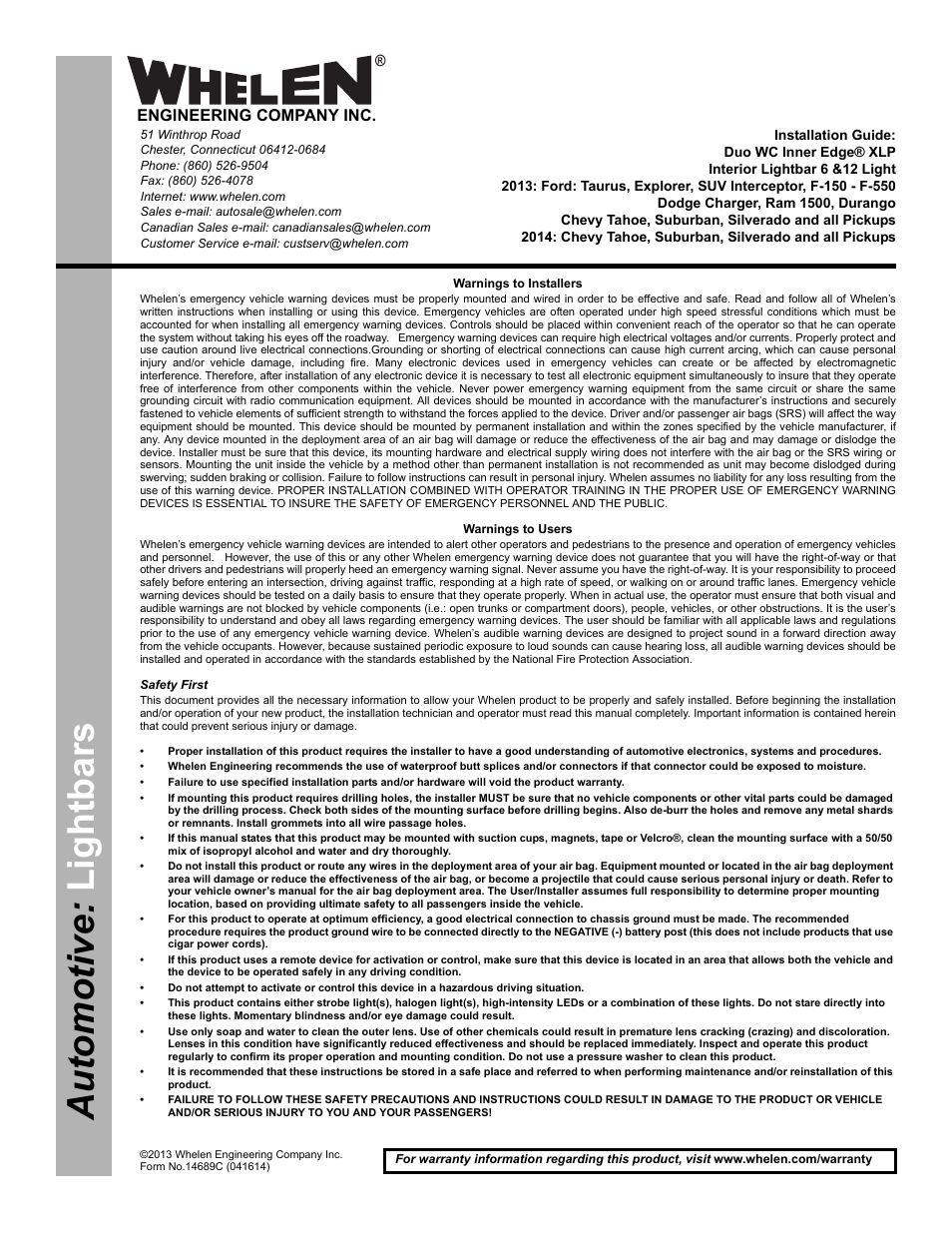 Whelen IW13UF6P User Manual | 3 pages