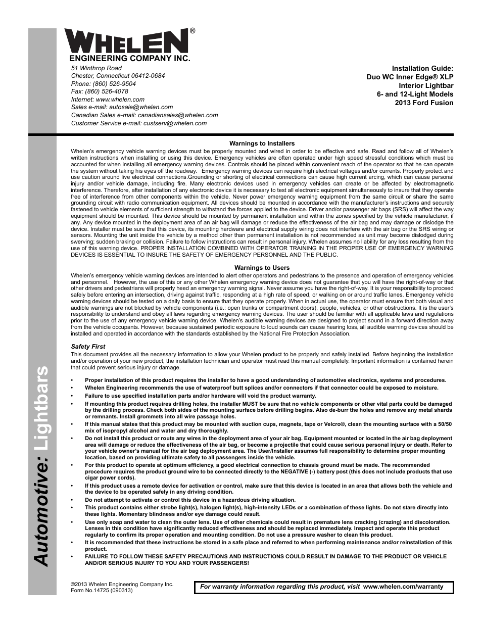 Whelen IW43UF6P User Manual | 3 pages