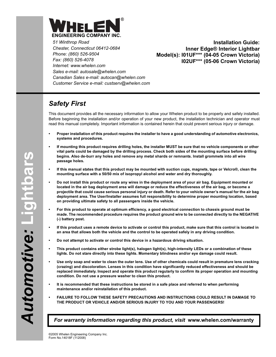 Whelen I02UFAAA User Manual | 5 pages