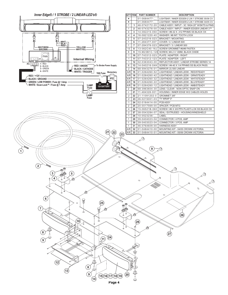 Inner edge® / 1 strobe / 2 linear-led's, Page 4 | Whelen I02UFAAA User Manual | Page 4 / 5