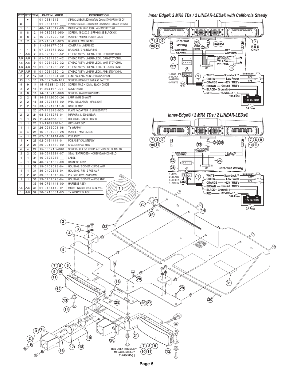 Inner-edge® / 2 mr8 tds / 2 linear-leds, Page 5 | Whelen I02UFAAA User Manual | Page 5 / 5