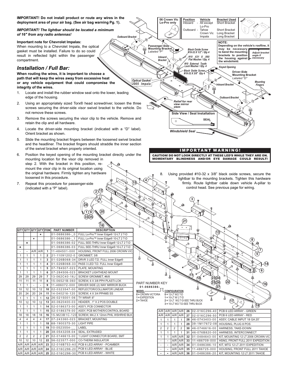 Installation / full bar, Page 3 | Whelen I06UF4P User Manual | Page 3 / 5