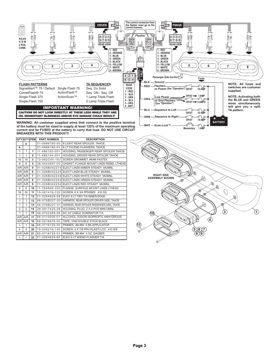 Page 3, Important warning | Whelen OE13UR8 User Manual | Page 3 / 3