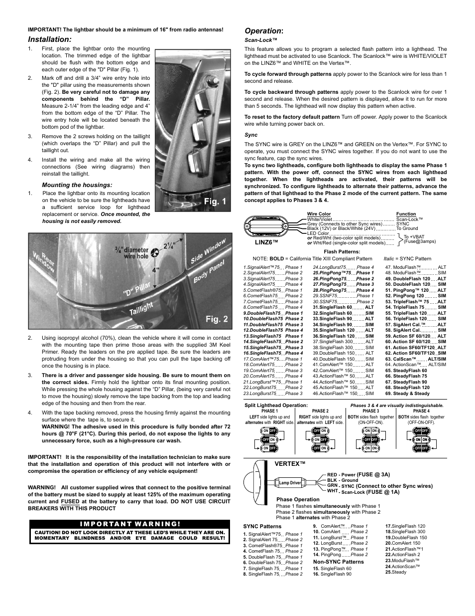 Installation, Operation, Page 2 | Whelen RP13AA User Manual | Page 2 / 2