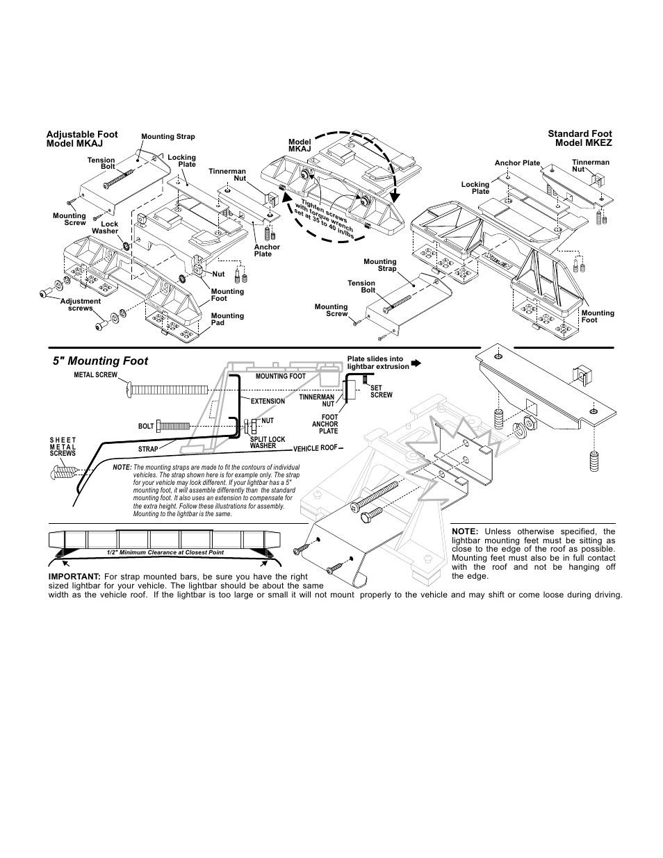 5" mounting foot, Page 3 | Whelen 9M144000 User Manual | Page 3 / 6